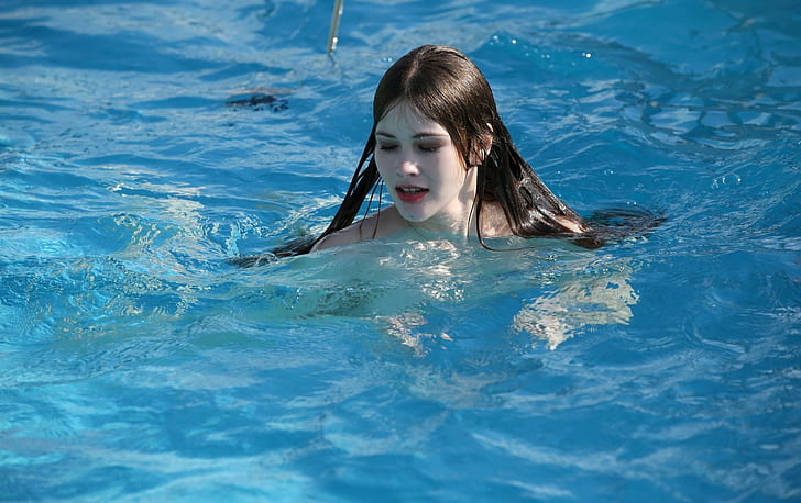 Swimming Pool, Women, Model, Swimming, 2000x1257, HD wallpaper