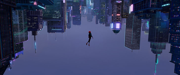 Spiderman Into The Spider Verse 2018, one person, building exterior