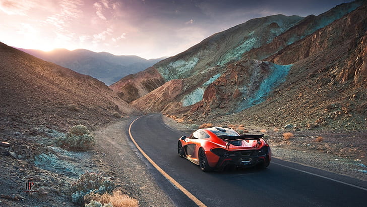 McLaren P1 hypercar, volcano, valley, HD wallpaper