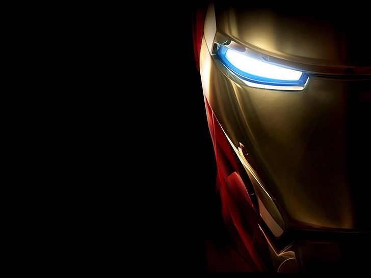 Marvel Iron-Man mask, Iron Man, superhero, digital art, black background, HD wallpaper