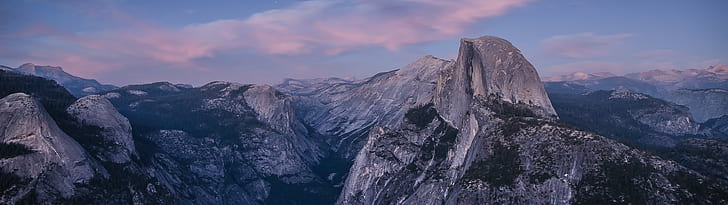 Yosemite National Park, multiple display, Half Dome, landscape, HD wallpaper