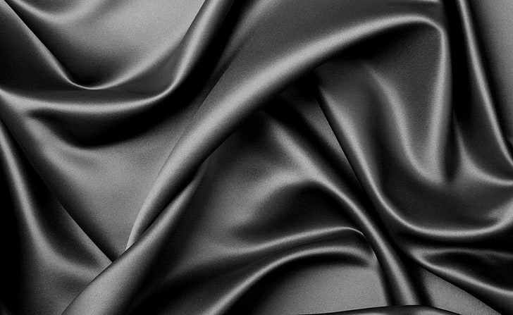 Silk, black textile, Aero, rippled, pattern, satin, backgrounds, HD wallpaper
