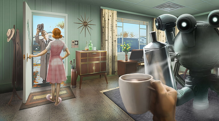 videogame wallpaper, Fallout 4, concept art, women, standing