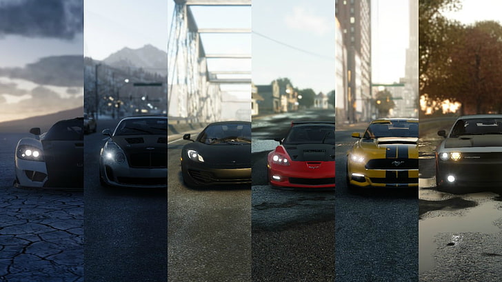 several assorted-color sport and muscle cars collage, The Crew Wild Run