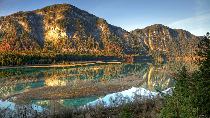 green mountain range, nature, landscape, lake, HDR, Spring Mountains, HD wallpaper