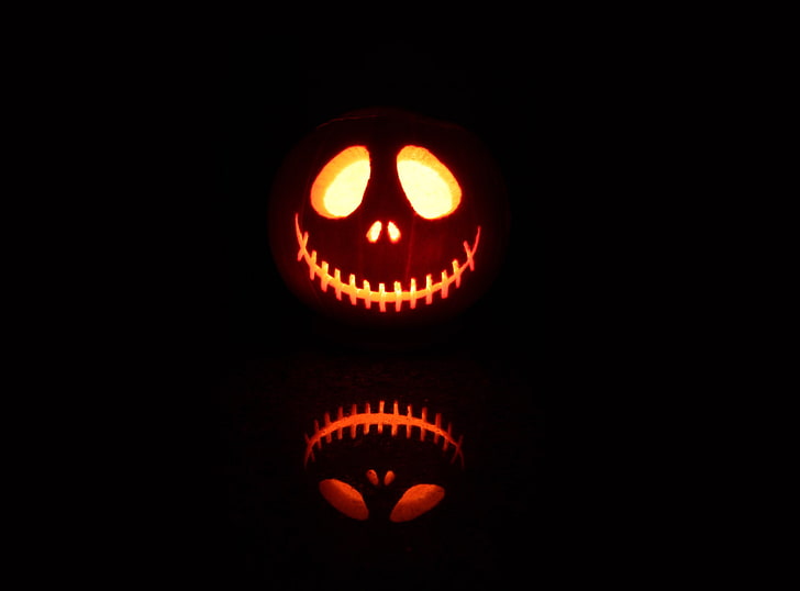Scary Jack O Lantern, halloween decor, Holidays, dark, 2011, orange, HD wallpaper