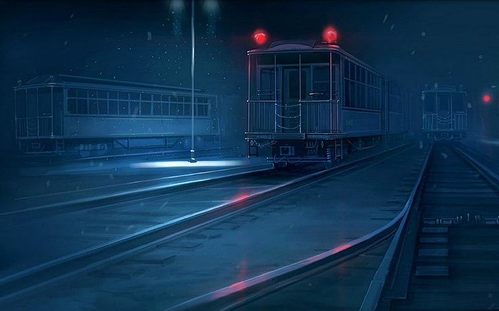manga, artwork, railway, vehicle, train, transportation, mode of transportation, HD wallpaper
