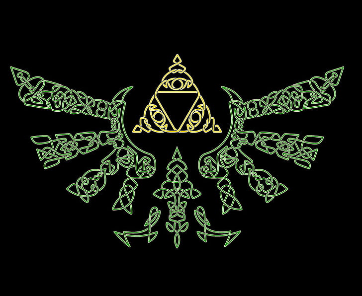 Celtic Hylian Crest, white and green textile, celts, north, gallic, HD wallpaper