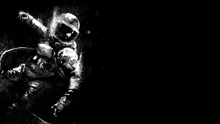 Astronaut clipart, space, monochrome, artwork, copy space, close-up