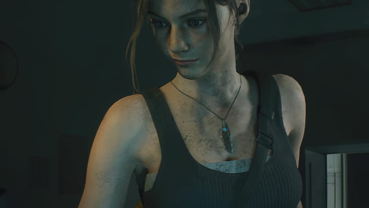 Resident Evil 2 Remake, PlayStation 4, Claire Redfield, necklace, HD wallpaper