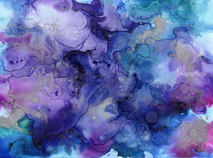 abstract painting, watercolor, ink, stains, backgrounds, creativity, HD wallpaper