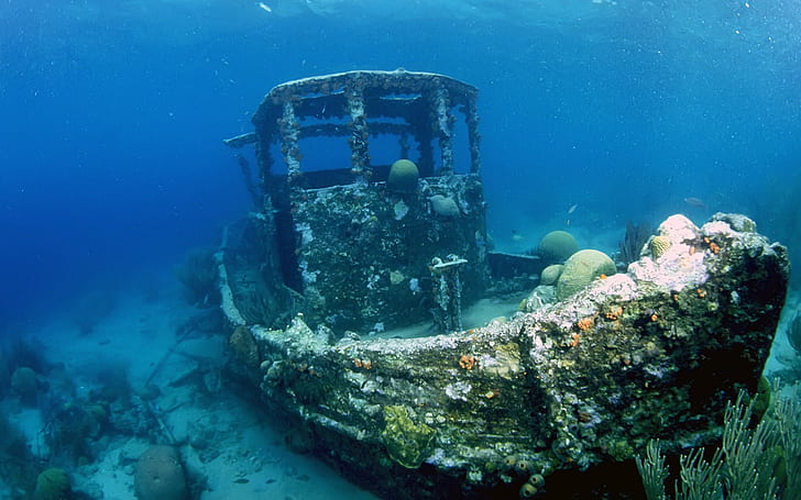 ship, water, sea, underwater, boat, shipwreck, HD wallpaper