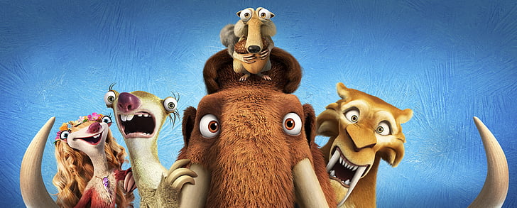 HD wallpaper: illustration of Ice Age characters, Brook, Sid, Manny, Scrat  | Wallpaper Flare