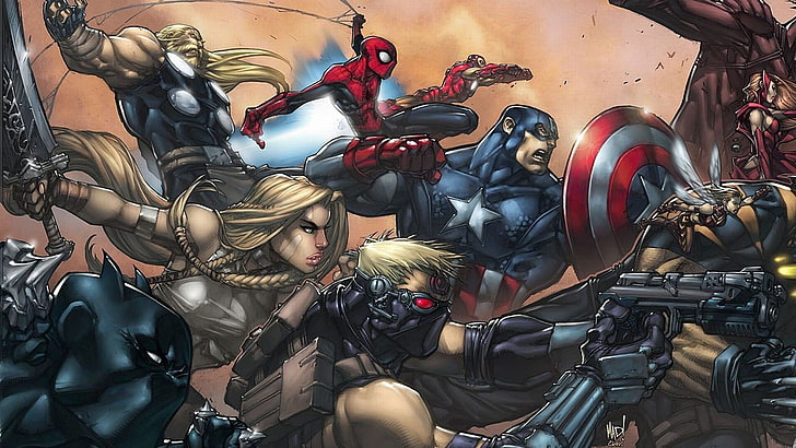 Marvel heroes wallpaper, comics, Spider-Man, Captain America