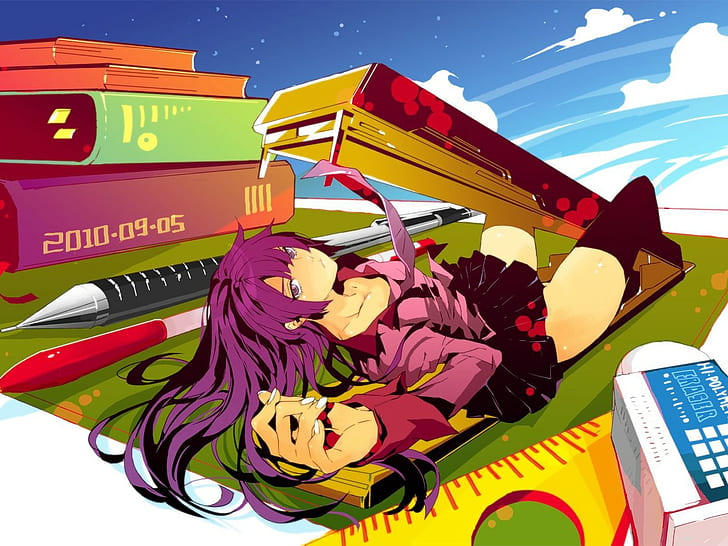 Monogatari Series, anime girls, Senjougahara Hitagi, HD wallpaper