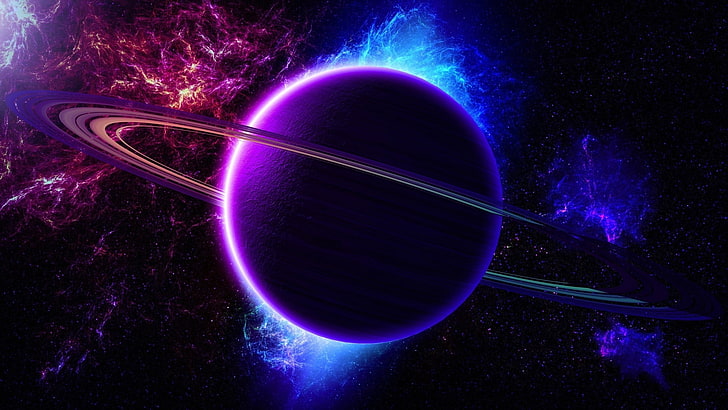 planet, universe, ringed planet, space art, planetary ring, HD wallpaper