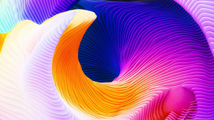 blue, pink, and yellow waves wallpaper, colorful, spiral, multi colored, HD wallpaper