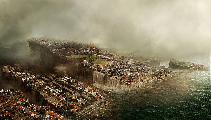 the sky, the city, Apocalypse, the building, flood, destruction, HD wallpaper