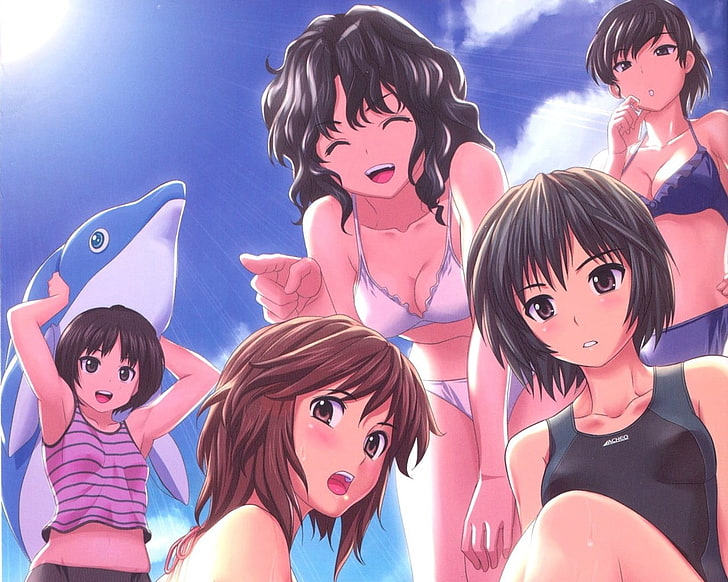 Amagami SS, anime girls, Nanasaki Ai, Nakata Sae, Sakurai Rihoko, HD wallpaper