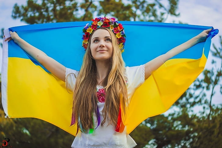 ukraine ukrainians wreaths flag blonde, HD wallpaper