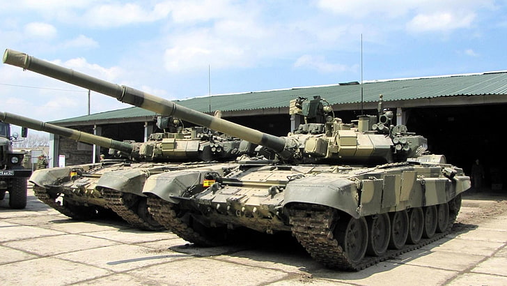 two brown and grey battle tanks, T-90, Main battle tank Russia, HD wallpaper