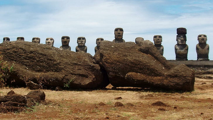 Moai, architecture, easter island, rapanui, statues, animals