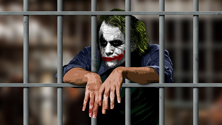 HD wallpaper: Heath Ledger's The Joker behind bars vector art, Batman,  anime | Wallpaper Flare