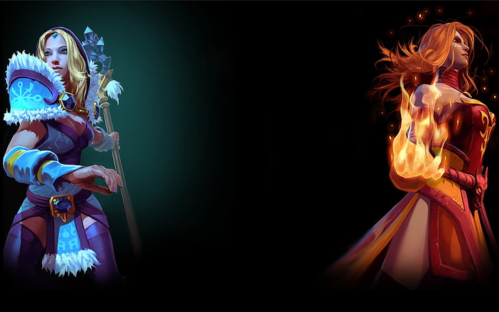 Crystal Maiden and Lina Inverse from Dota 2, steam, Background profile, HD wallpaper
