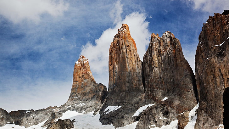 tourist attraction, chile, torres del paine, cliff, peak, landscape