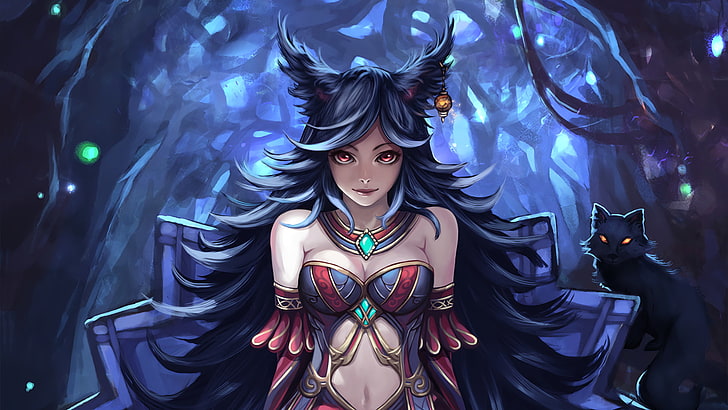fantasy art, Ahri, League of Legends, art and craft, front view