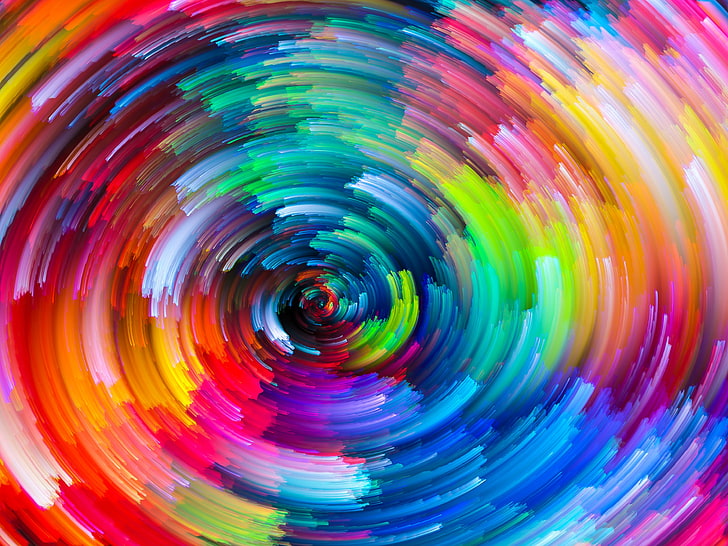 multicolored abstract painting, artwork, colorful, splashes, swirl, HD wallpaper