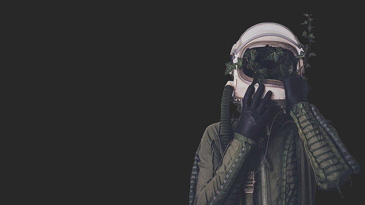 white snorkle mask, digital art, simple background, men, helmet, HD wallpaper