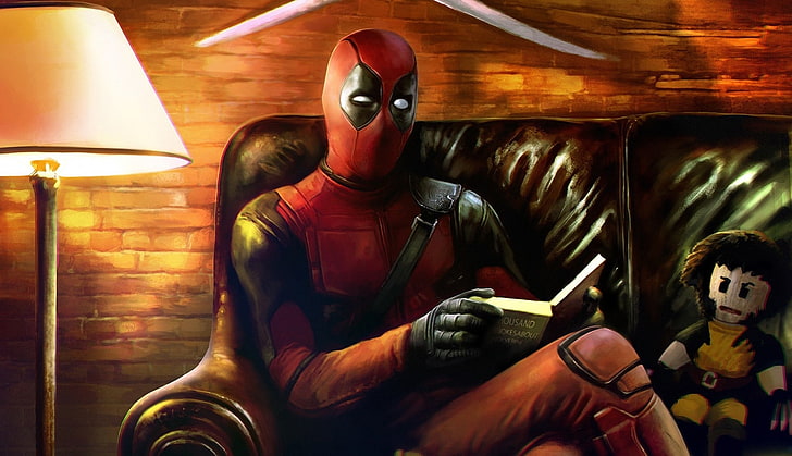Deadpool photo, Wade Wilson, indoors, real people, sitting, men, HD wallpaper