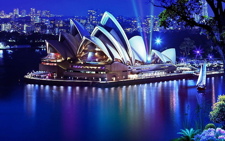 Sydney Opera House at night, building, architecture, Australia