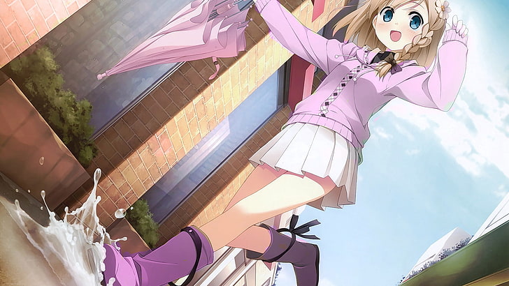 anime, anime girls, umbrella, Your Diary, Yua (Your Diary), HD wallpaper