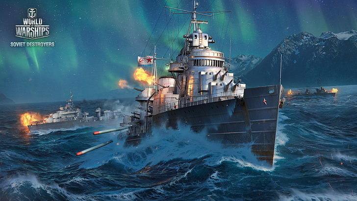 warships game application illustration, sea battle, World of Warships, HD wallpaper