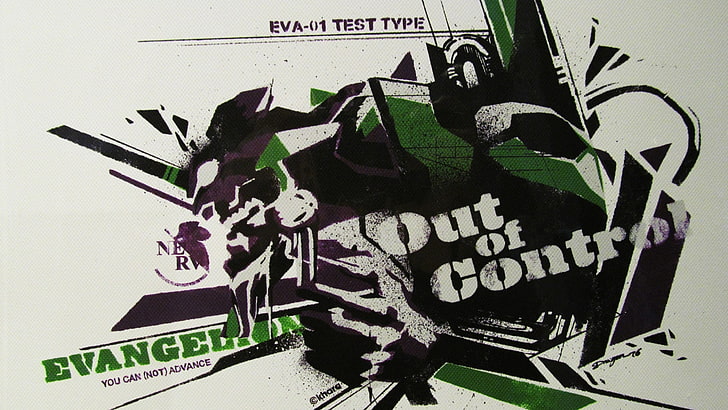 Out of Control poster, Neon Genesis Evangelion, EVA Unit 01, anime, HD wallpaper