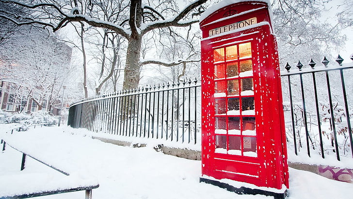 HD wallpaper: telephone, winter, call box, snow, snowy, snowfall, park,  london | Wallpaper Flare