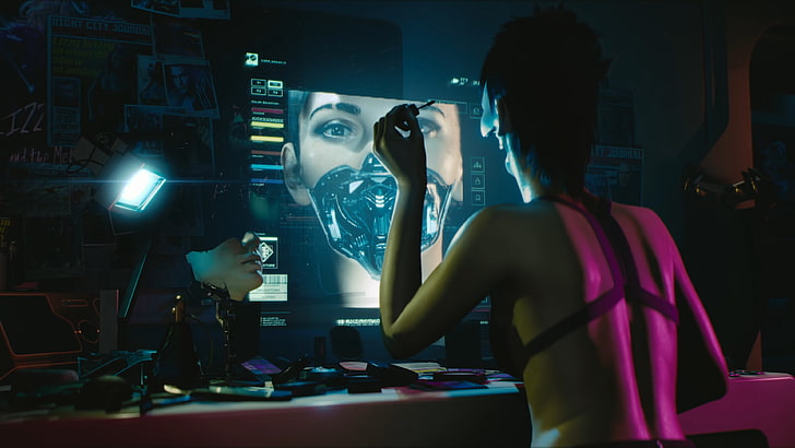 Cyberpunk 2077, Video Game Art, CD Projekt RED, indoors, one person