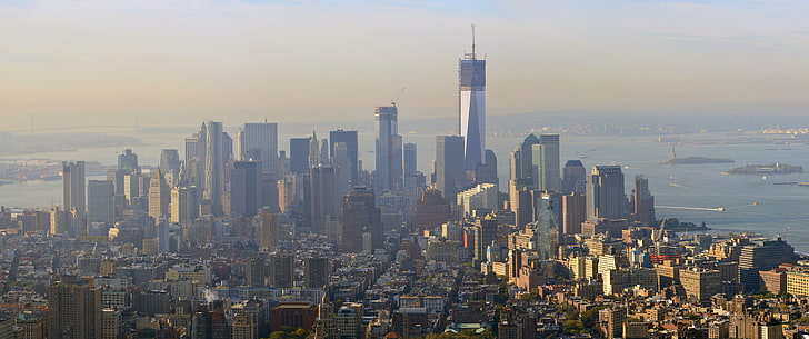 New York City, Manhattan, skyscraper, skyline, One World Trade Center, HD wallpaper