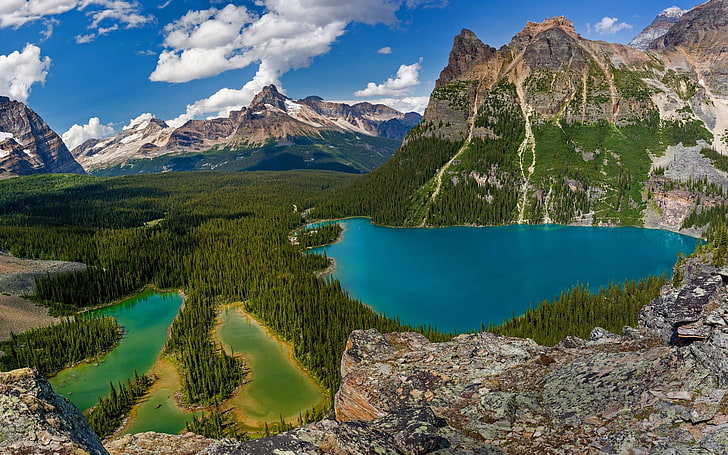 brown rocky mountain, nature, landscape, Lake O'Hara, British Columbia, HD wallpaper