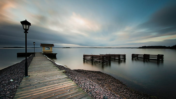 photography, landscape, water, dock, HD wallpaper