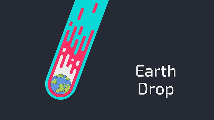 Earth Drop digital artwork, galaxy, space, text, kurzgesagt, western script