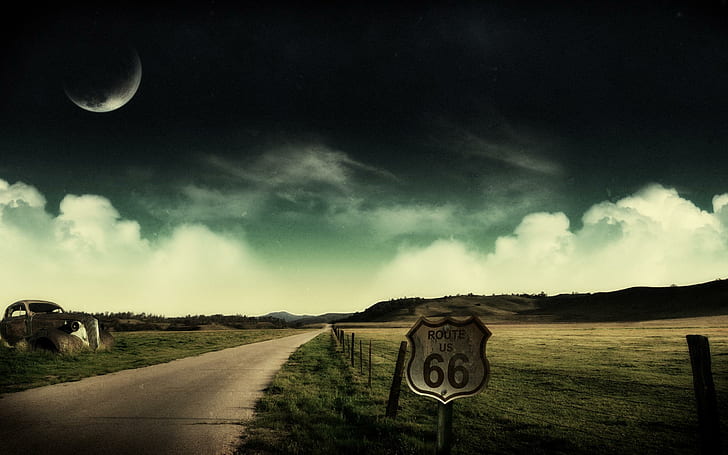 Route 66 -XL, route 66 signage, landscapes, scenery, HD wallpaper