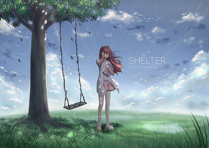 Anime, Shelter, Rin (Shelter), one person, full length, cloud - sky
