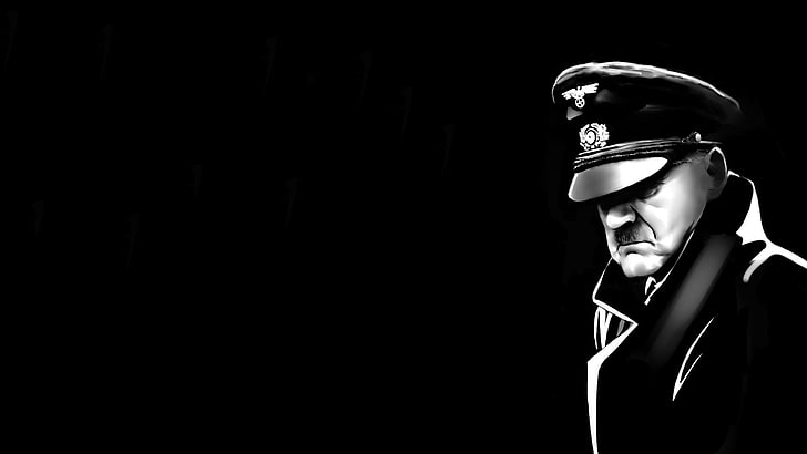 grayscale photo of man wearing peaked hat, Adolf Hitler, Nazi, HD wallpaper