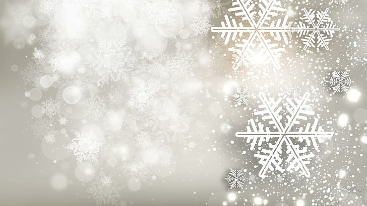 Snow Flurries, shine, white-gray, glow, snowflakes, winter, simple, HD wallpaper