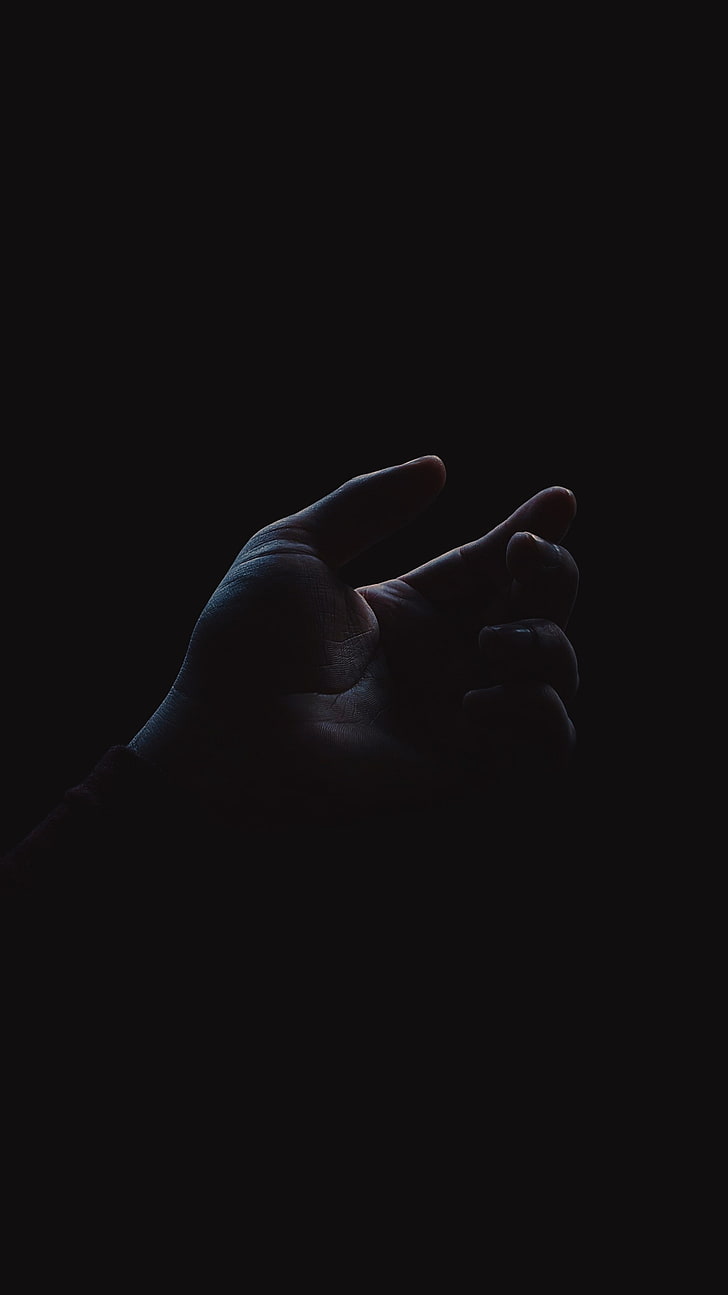 hand, palm, fingers, dark, human body part, black background, HD wallpaper