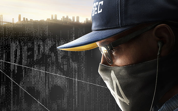 men's blue fitted cap, Watch_Dogs 2, hackers, hacking, one person, HD wallpaper