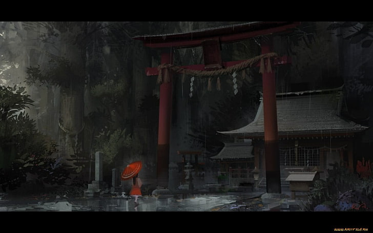 brown arche screengrab, temple, Touhou, Hakurei Reimu, China, HD wallpaper